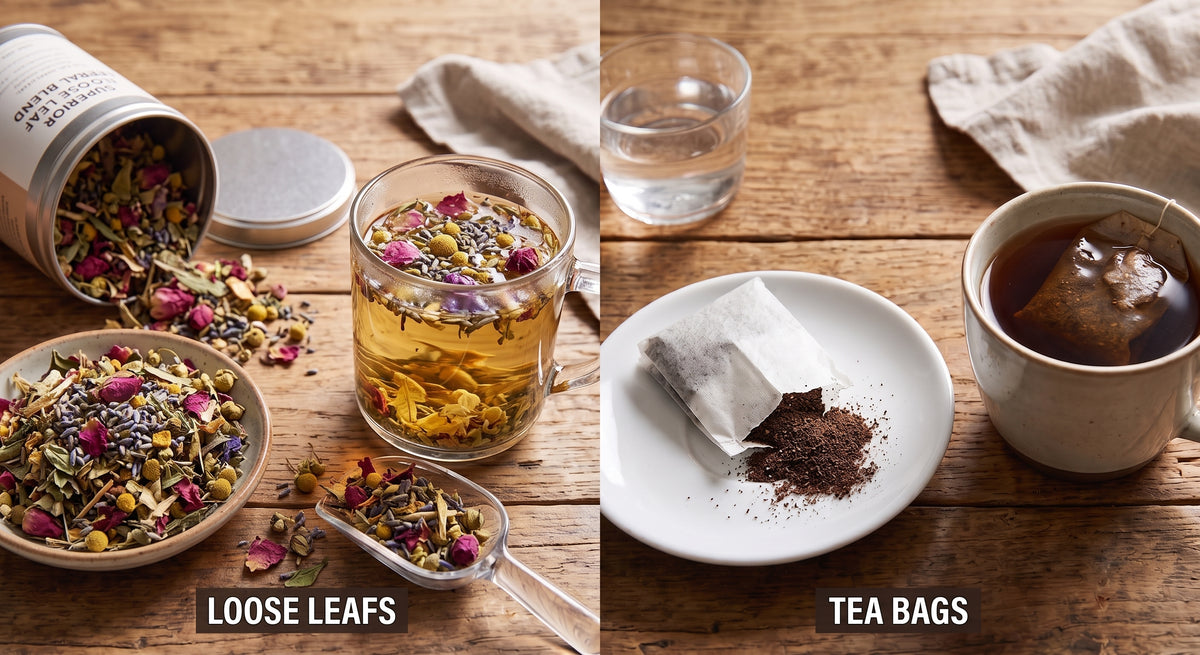 Loose leaves offer superior flavour, aroma, and freshness compared to the dust and fannings often found in bags. Avoid unhealthy materials often used in tea bags